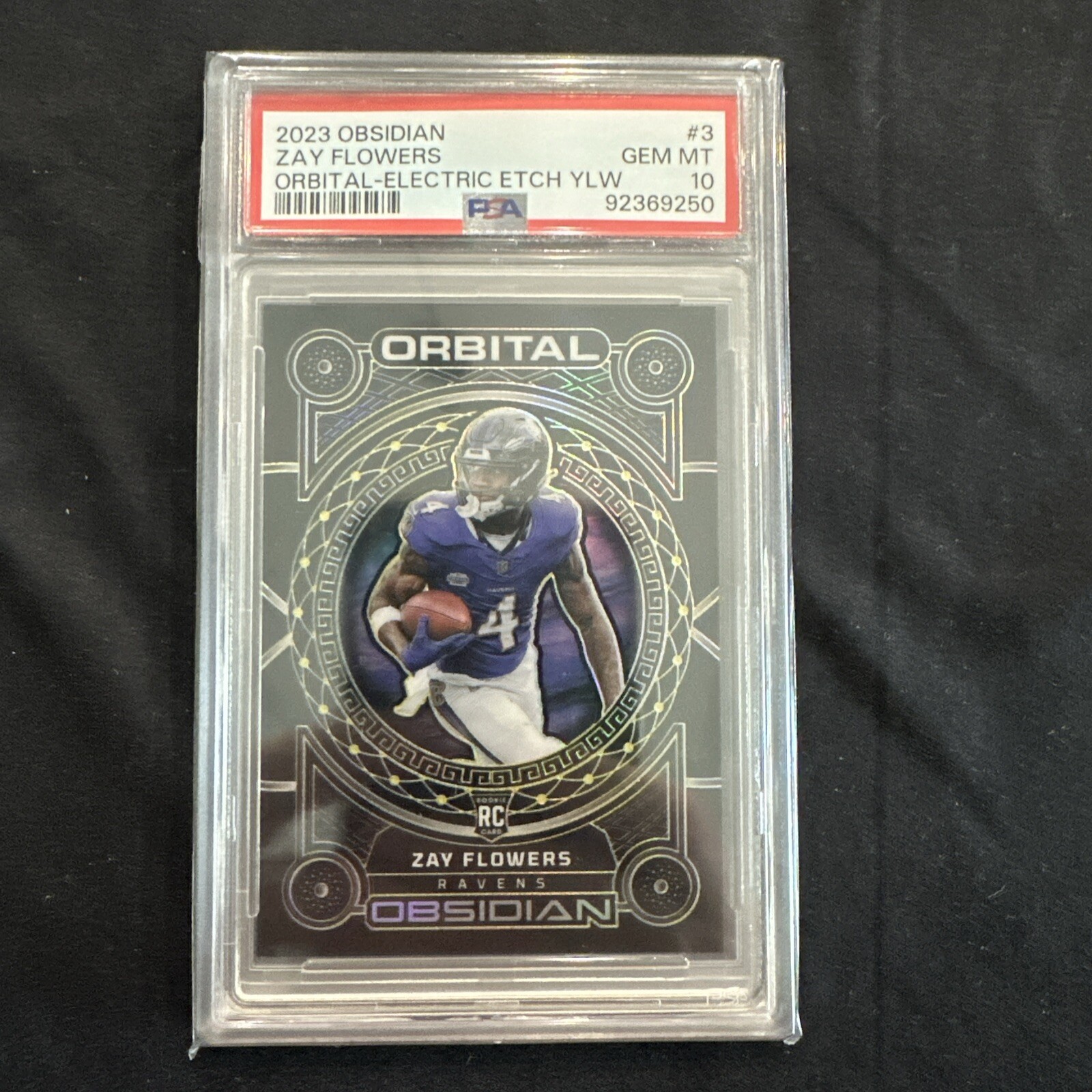 Zay Flowers Panini Obsidian Orbital #3 Electric Etch Purple