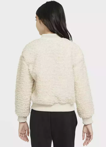 NIKE SPORTSWEAR PLUSH SHERPA FLEECE BOMBER JACKET CU8567-104 - KIDS GIRLS S - Picture 14 of 14