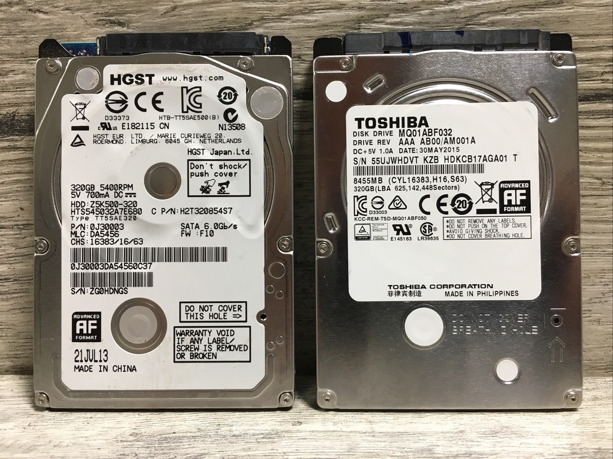 HGST AND TOSHIBA 320GB HTS725032A7E630 SATA III Laptop Hard