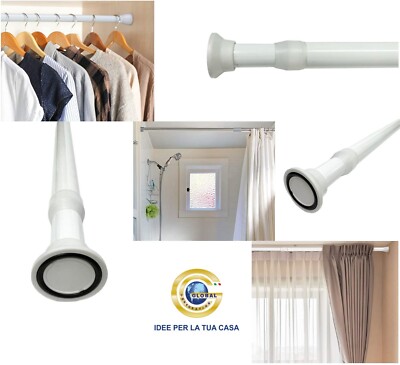 MEISENBERG Bastone Tenda Doccia Estensibile 90-160 cm, 25mm, Bianco - Bastoni per Tende a Pressione, Asta Telescopica, Regolabile, Montaggio senza fori per Finestre, Bagno, Armadio, Cucina, Balcone