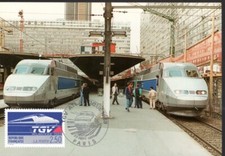 2607++FDC  CARTE MAXIMUM  1er JOUR      1989  LE  TGV  ATLANTIQUE     PARIS