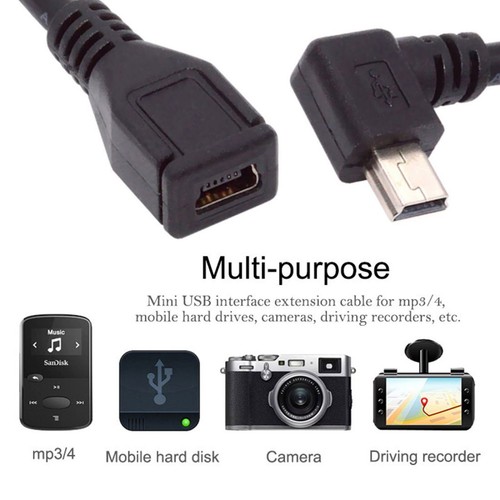 CY Mini USB 5Pin Right Angled 90 Degree Male to Female Extension Cable 30cm - Picture 6 of 9