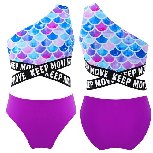 Kids Girls Swimwear Hawaii Bathing Suit Print Crop Tops And Briefs Set Summer - Picture 18 of 66