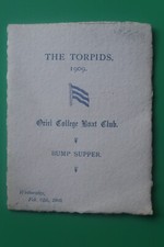The Torpids 1909 Oriel College Boat Club Bump Supper Menu Multi-signed Oxford