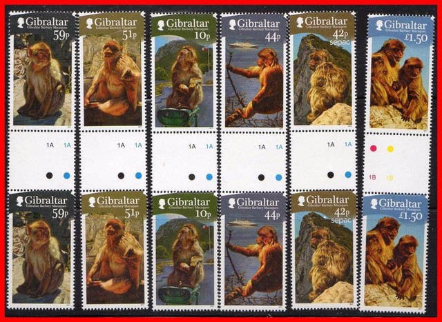 (Gibraltar) Gibilterra 2011 Scimmie Gutter Coppie Sc#1290-95 MNH Fv £7.12/ Cv $ (Gibraltar) Gibilterra 2011 Scimmie Gutter Coppie Sc#1290-95 MNH Fv £7.12/ Cv $