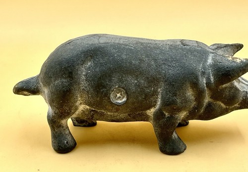 Pig Figurine Hog Swine Statue Country Farmhouse Decor Cast Iron 5.5" - Picture 4 of 7