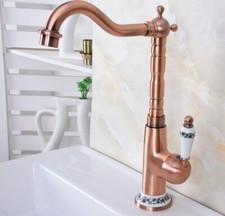 Antique Red Copper Single Lever Hole Basin Faucet Deck Mount Kitchen Taps 2nf625