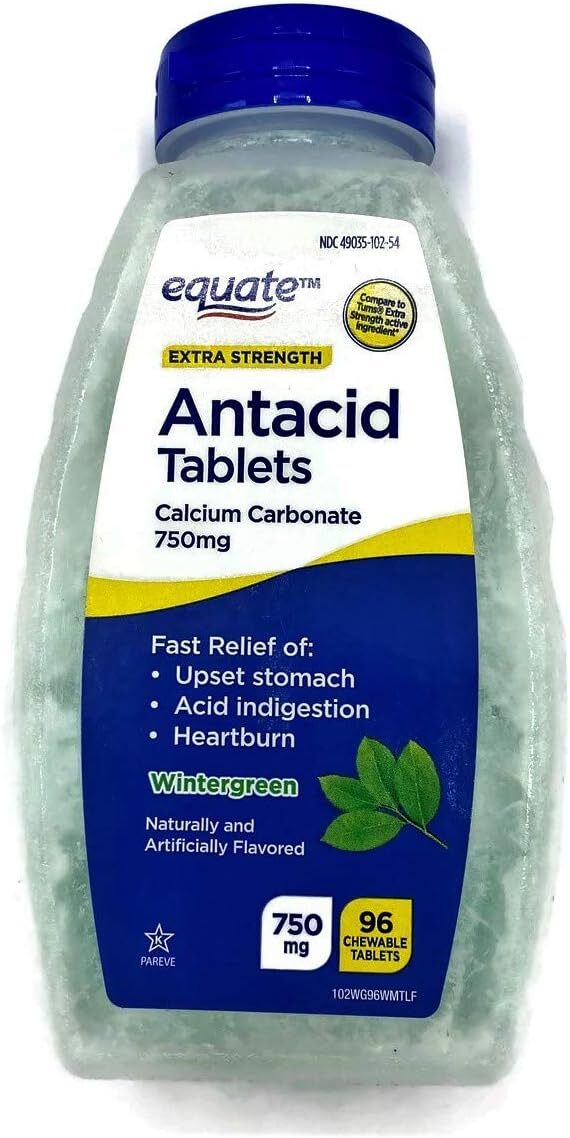 Equate Extra Strength Antacid Wintergreen 750 mg 96 Chewable Tabs Compare to Tum