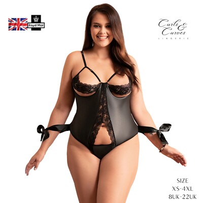 Sexy Crotchless Bodysuit Open Bra Lingerie Plus Size Teddy Lingerie Size  8-22UK | eBay