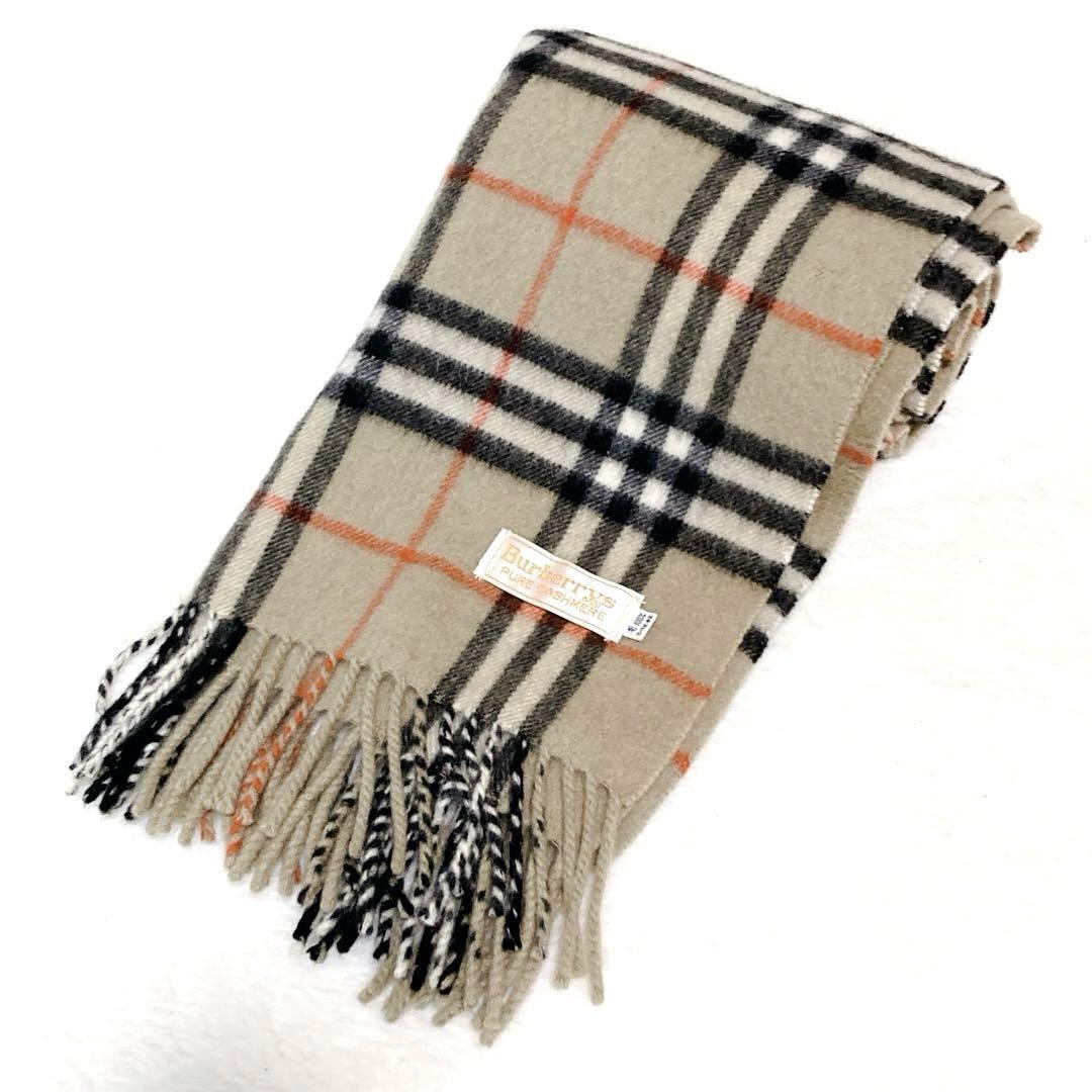 Burberry Nova Check Cashmere Muffler Scarf Beige Vintage Good Condition