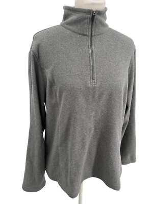 Lands End Womens XL Gray Pullover 1/4 Zip Thermacheck Fleece Pullover  Sweatshirt