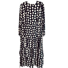 Zara Floral Daisy Ruffled Tiered Long Sleeve Maxi Dress Womens Size Small Black