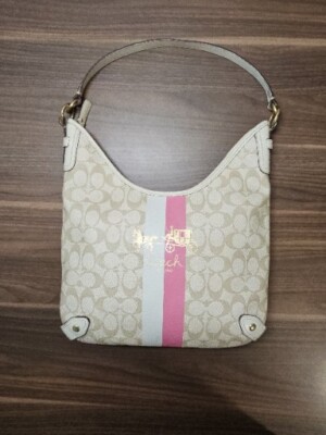 バッグ COACH Pink signature Soft Clip Hobo Bag COACH Pink signature Soft Clip Hobo Bag