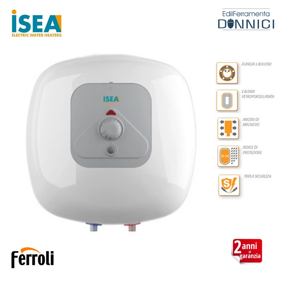 ISEA Scaldabagno elettrico 30 LT litri sopralavello boiler scaldino scalda acqua
