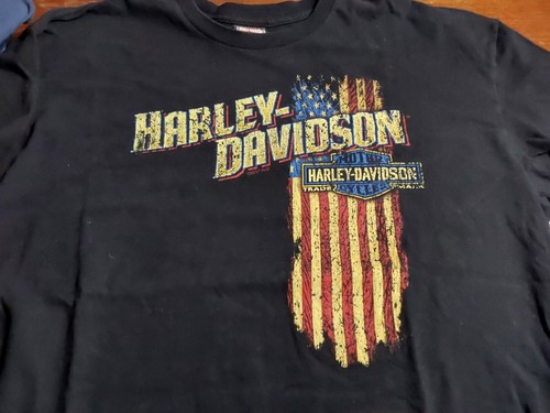 Badlands Wall South Dakota Harley Davidson Shirt Mens 2XL Black American Flag - 第 4/4 張圖片