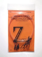 100# MUSKY / PIKE FLUOROCARBON 36" TROLLING LEADERS 3-Pack BEARING SWIVEL LEADER