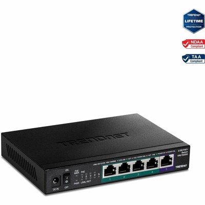 TRENDnet 5-Port Unmanaged 2.5G PoE+ Fanless Compact Switch TPETG350