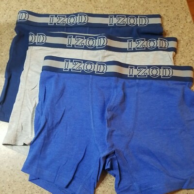 Mens IZOD Underwear 3pk Cotton Polyester Spandex Navy, Grey, Blue
