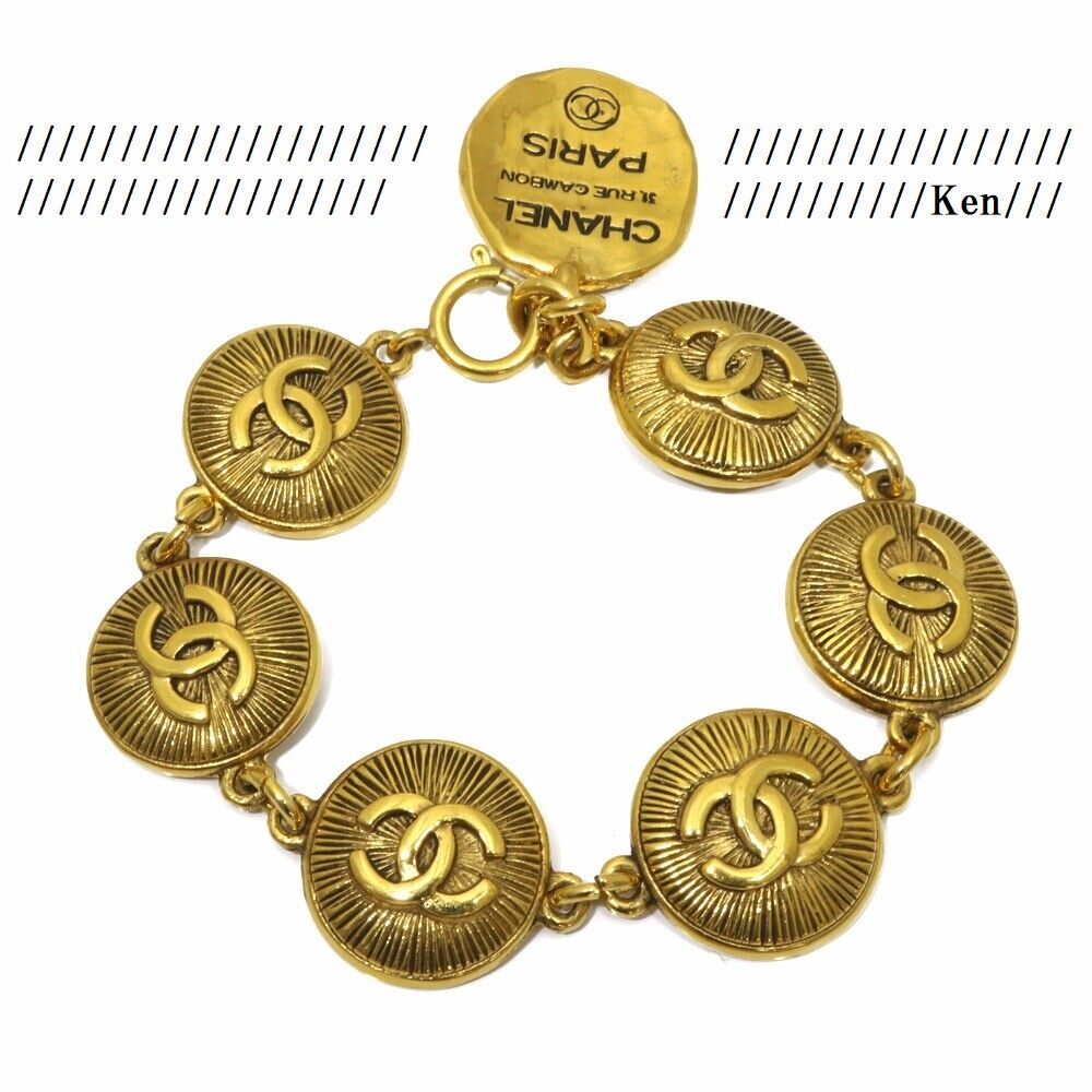 CHANEL Bracelet Bangle Chain AUTH Rare GOLD Vintage 31 RUE CAMBON Coin F/S  Medal