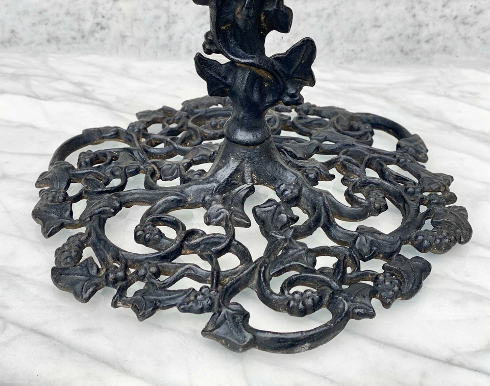 Espejo de tocador vintage victoriano de hierro fundido con motivo de vid de uva Foto 4 de 4