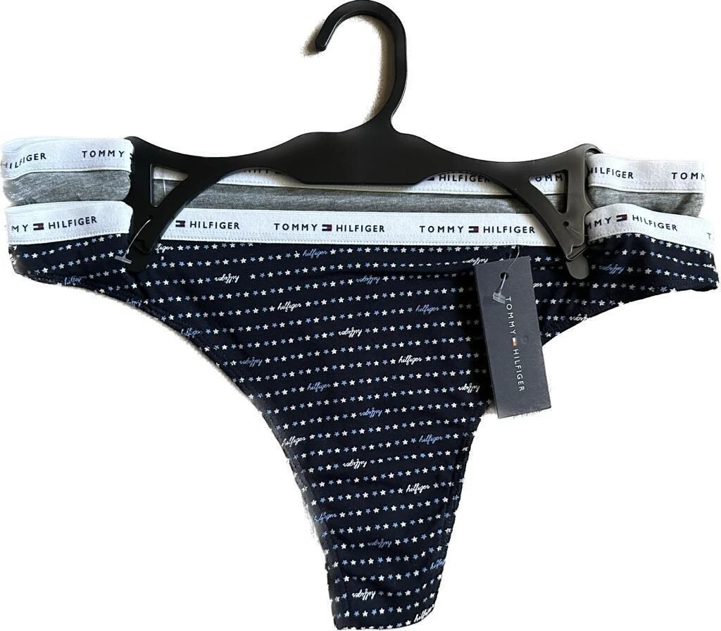 TOMMY HILFIGER Women's 2 Pack Thong Underwear Panty Perfect Gift Size M L XL