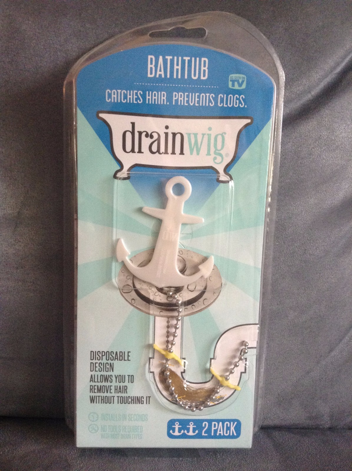 AS SEEN ON TV DRAIN WIG 2 PACK CATCHES HAIR AND PREVENTS CLOGS BRAND