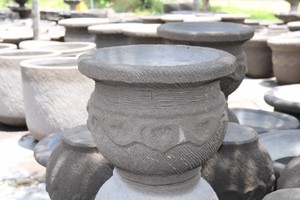 Brand New Balinese Concrete Pot - Plain concrete Bali Pot - Simplistic