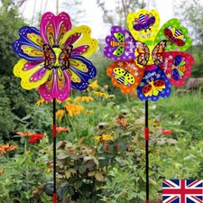 2PCS Butterfly Flower Windmill Colourful Wind Spinner Garden Yard Decor Kids Toy