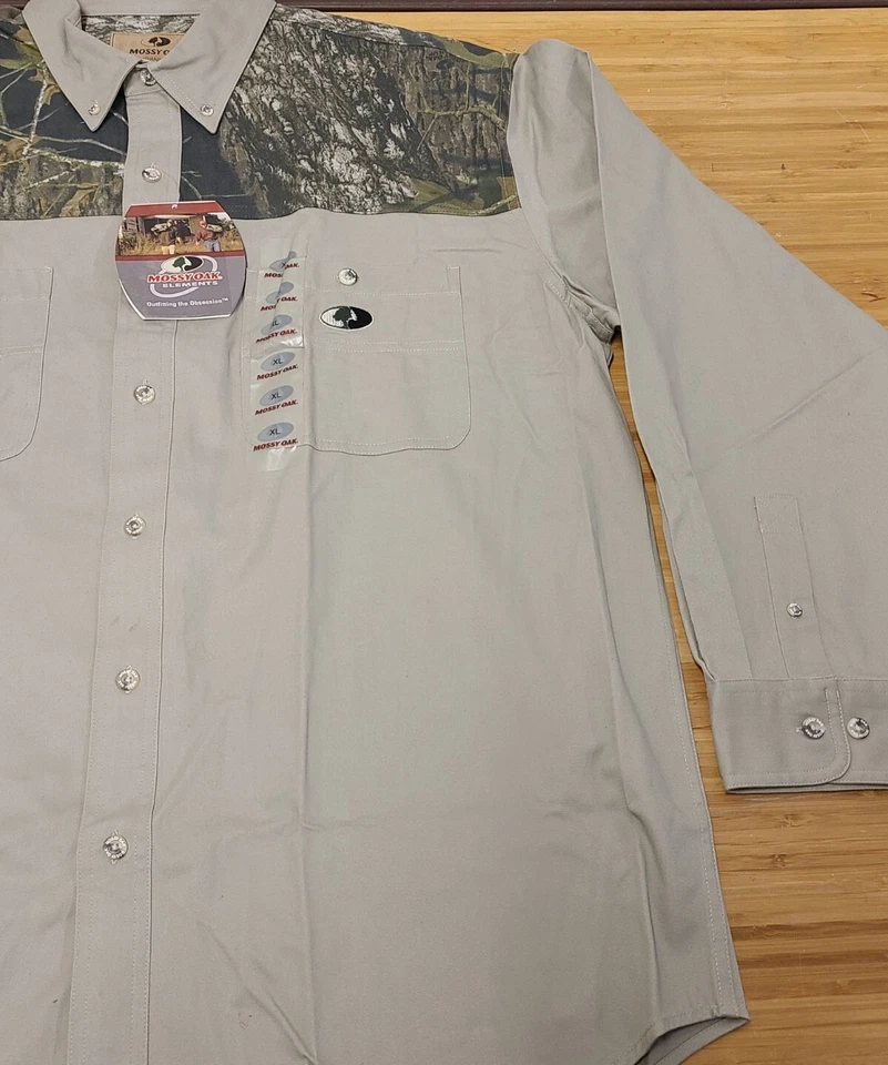 Mossy Oak Men’s LS Ridgeline Shirt Camo Khaki Hunting Button Up Shirt Men’s XL - Image 2 of 4
