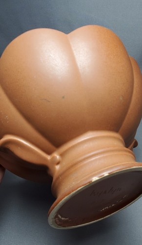 1960s Hyalyn Pottery No. 252 Terra Cotta Brown Color Vintage Footed Bowl - Picture 18 of 23
