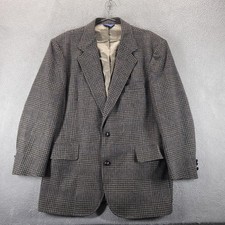 Pendleton Blazer Mens 46 Long Gray Wool Check Tweed Sport Coat 2 Button USA
