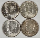 Kennedy Half Dollars 1964 - Lot of Four (4) 90% Silver Coins FREE SHIPPING