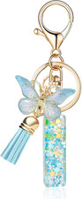 Fashion Alphabet Initial Letter Keychain Tassel Butterfly Pendant Key Ring for P