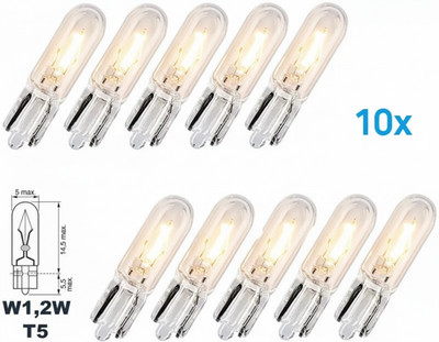 10x W1,2W W2x4.6d T5 12V Glühlampe Birne Soffitte Auto Lampen Tacho Beleuchtung