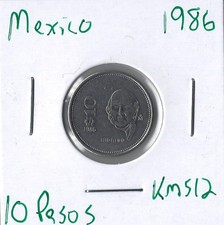 Coin Mexico 10 Pesos 1986 KM512