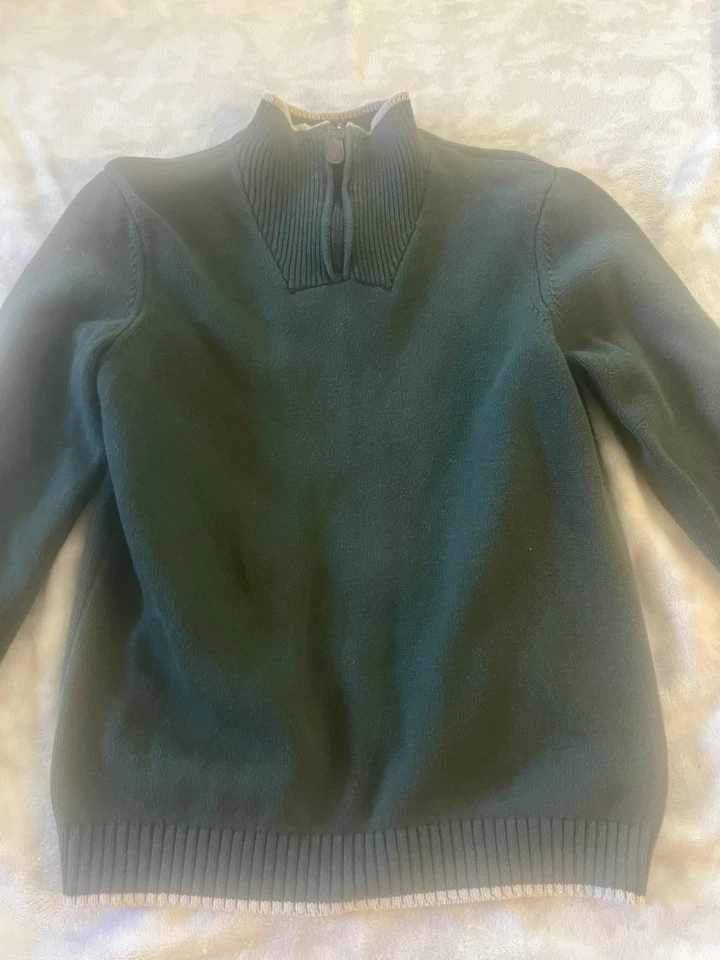 Janie And Jack Hunter Green 12 Years Quarter Zip Up Stand Up Collar BEAUTIFUL - Image 3 of 4