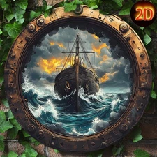 1PC 8x8inch Aluminum 2D flat Vintage-Style Nautical Ship Porthole Wall Decor - 8