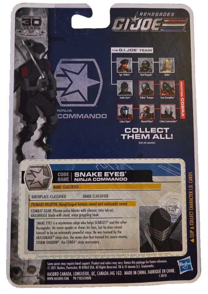 G.I. Joe Renegades - Snake Eyes Action Figure 3.75" - 30th Anniversary - Image 2 of 2