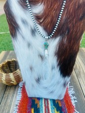 Handcrafted Turquoise & Sterling Silver Beaded Blossom Necklace