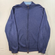 Brooks Brothers Supima Cotton Full Zip Sweater Mens XL Blue Knit Track Classic