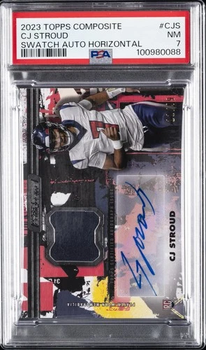 2023 TOPPS COMPOSITE SWATCH AUTO HORIZONTAL #CJS CJ STROUD ROOKIE RC 11/99 PSA 7