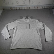 Eddie Bauer Pullover Mens 2XL Gray Fleece 1/4 Zip Mock Neck Pocket Sweatshirt