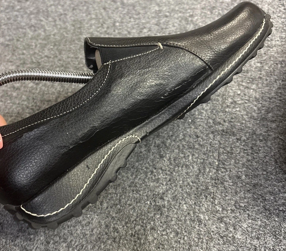 Mocasines Bass para mujer talla 9,5 M "DARCY" suela de goma de cuero negro Foto 4 de 4