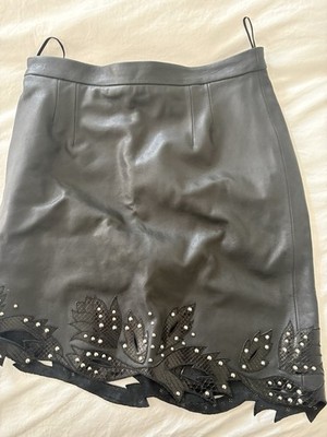 Gucci Black Leather Mini Skirt Size 42