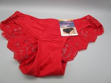 MAIDENFORM S 5 40159 Red Metallic Silver Comfort Devotion Lace Back Tanga