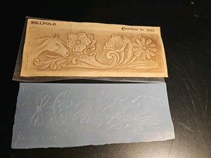 Vintage Craftaid Leather Template No. 6562 Billfold Pattern Horse Flowers 1977