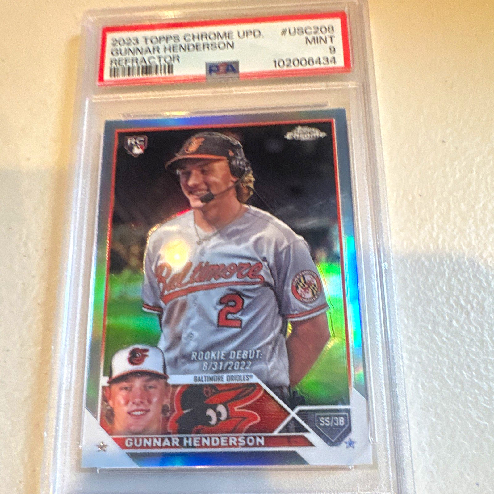Topps Chrome Update Gunnar Henderson Rookie Debut Refractor #USC208 PSA 9