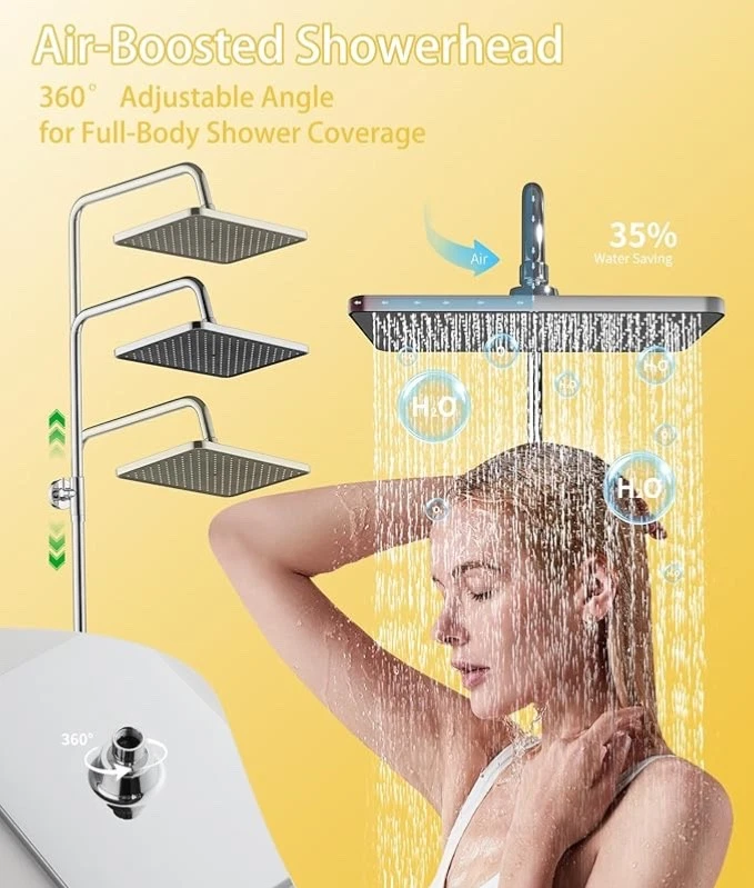 Duschsystem mit Thermostat Duscharmatur Komplettset mit 3 Strahlarten Handbrause - Bild 4 von 4