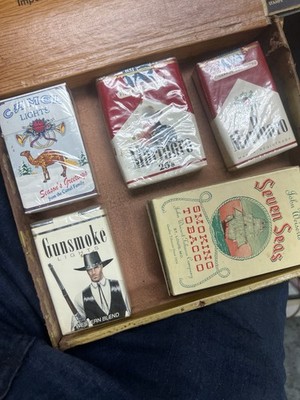 tinderbox tobacco Vintage Tobacco The Tinder Box Wood Camel Marlboro Gunsmoke Seven Seas  Sealed