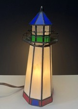 Lighthouse Lighted Table Lamp Stained Glass 10  